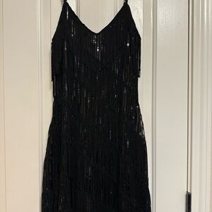 Lulu’s Black Fringe Mini Dress